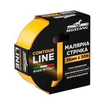 Малярна стрічка MUSTANG CONTOUR LINE жовта 50м х 9мм ITWP950G фото