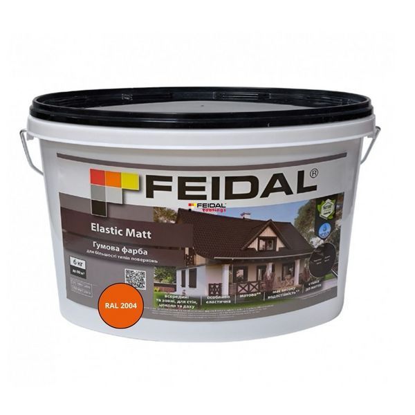 Гумова фарба Feidal Elastic Matt Матовий RAL 2004 Помаранчевий 6 кг 50132310 фото