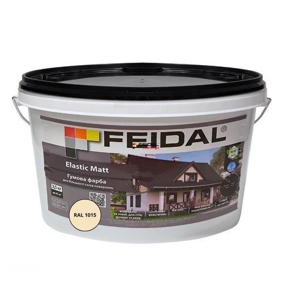 Гумова фарба Feidal Elastic Matt Матовий RAL 1015 Бежевий 3,5 кг 50132301 фото