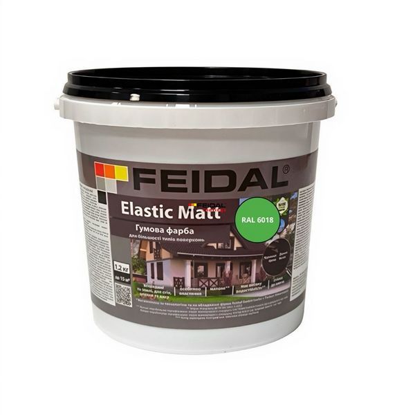 Гумова фарба Feidal Elastic Matt Матовий RAL 6018 Світло-зелений 1,2 кг 50132336 фото