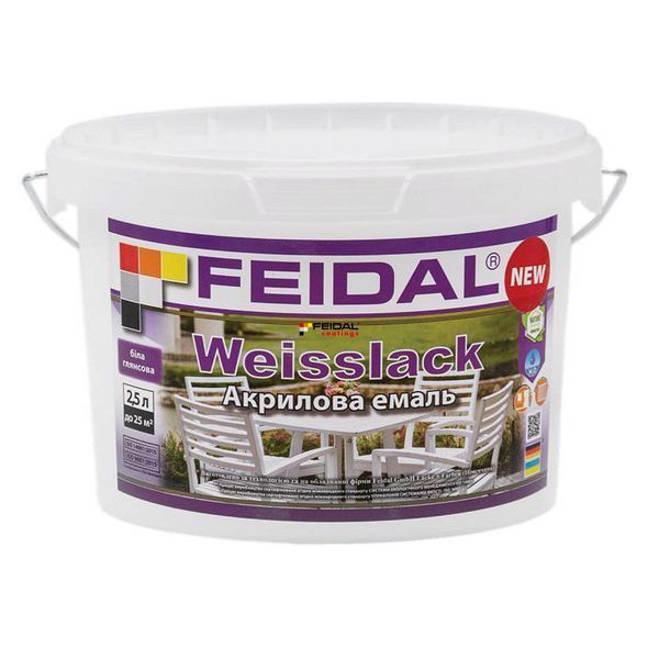 Емаль акрилова Feidal Weisslack Біла Глянцева 2,5 л 50104210 фото