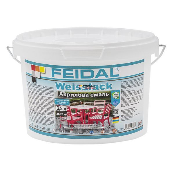 Эмаль акриловая Feidal Weisslack Бесцветная Шелковисто-глянцевая 2,5 л 50103369 фото